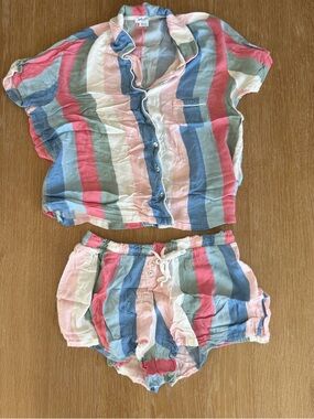 Splendid Pastel Multi-Stripe Short Pajama Set